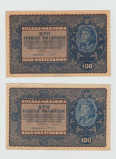 1919 Poland  100 Mark (Marek) Polish Currency Note ~lot of 6 banknotes
