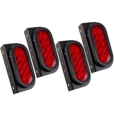 6inch Oval Trailer Tail Lights w/Mounting Brackets 4Pcs Red for RV Truck  Wa...