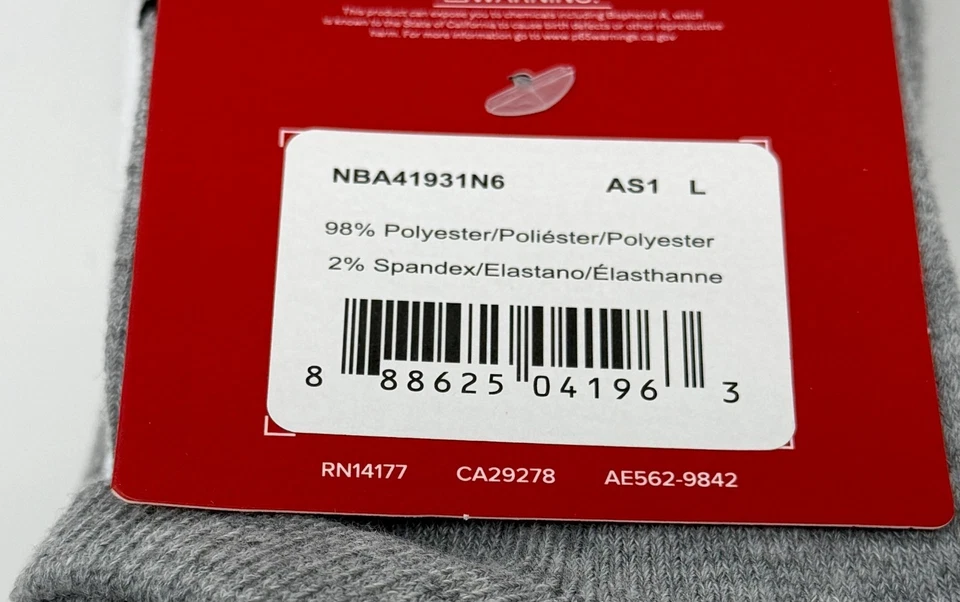 New Balance Mens 6 pack Cushion No Show Sock Support SZ L Size 8-12.5 Gray White - Image 3 of 3