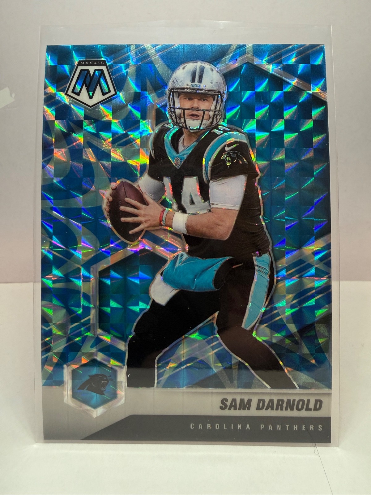 2021 Panini Mosaic - SB Champ Sam Darnold #155 Reactive Blue Mosaic Prizm