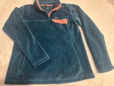 Patagonia Fleece Pullover Girls Large Green Snap Long Sleeve Sz XXL