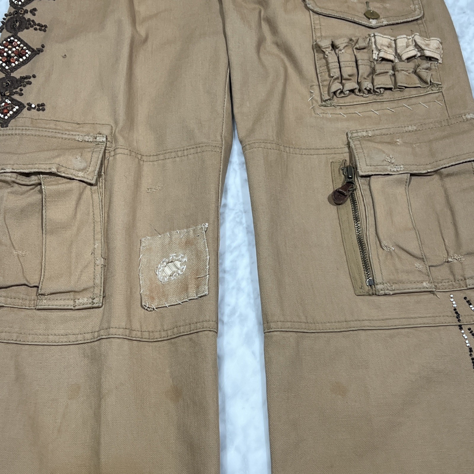 Vintage Ralph Lauren Blue Label Jeans Women 4 Military Southwestern Beads Stitch image 6