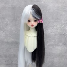 Black / White Mixed-Color BJD Wig Dolls Hair for 1/3 1/4 1/6 BJD Dolls Long Wig