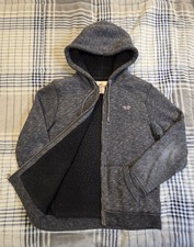 Hollister Y2K Sherpa Lined Full Zip Hoodie Dark Heather Gray Men's Size Medium