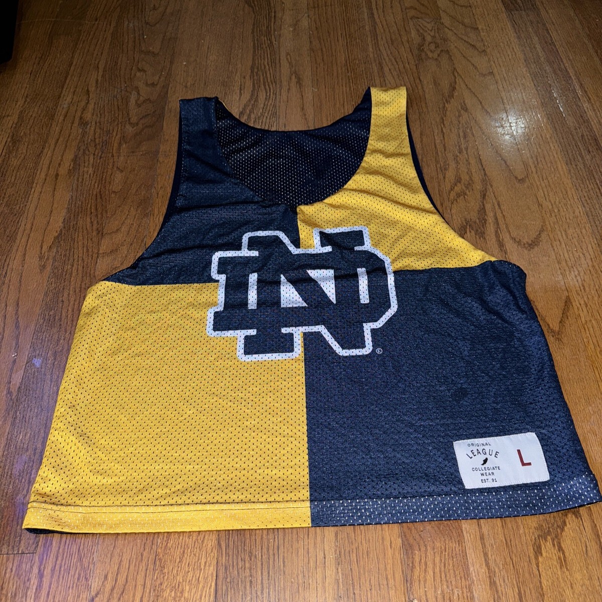 Original League Collegiate Wear Notre Dame Jersey Blue Gold
