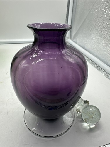 Brioni Hand Blown Purple Footed Signed Perfume Bottle - Picture 2 of 7