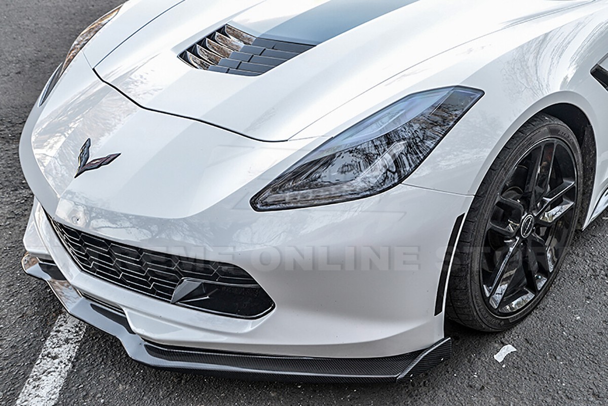 Z06 Style Carbon Flash Front Bumper Grille For 2014-2019 Corvette C7 W/ Camera Hole