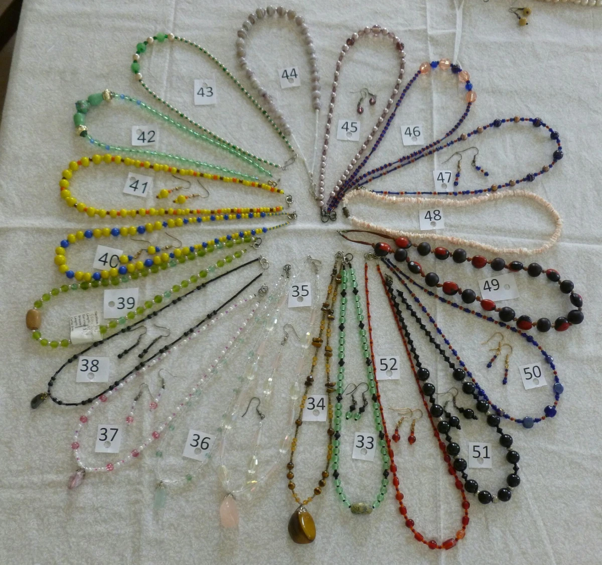 Bead NECKLACE Choose 1 of 10 Green Pink Yellow Brown Semi Precious
