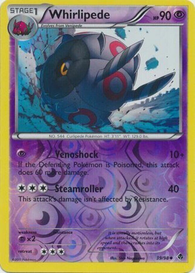 Pokemon - Whirlipede - 39/98 - Emerging Powers - Reverse Holo -  NM/M - New