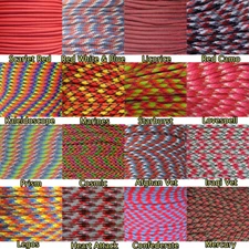 Red & Multicolor 550lb Commercial Grade Paracord Parachute Rope 10' 25' 50' 100'