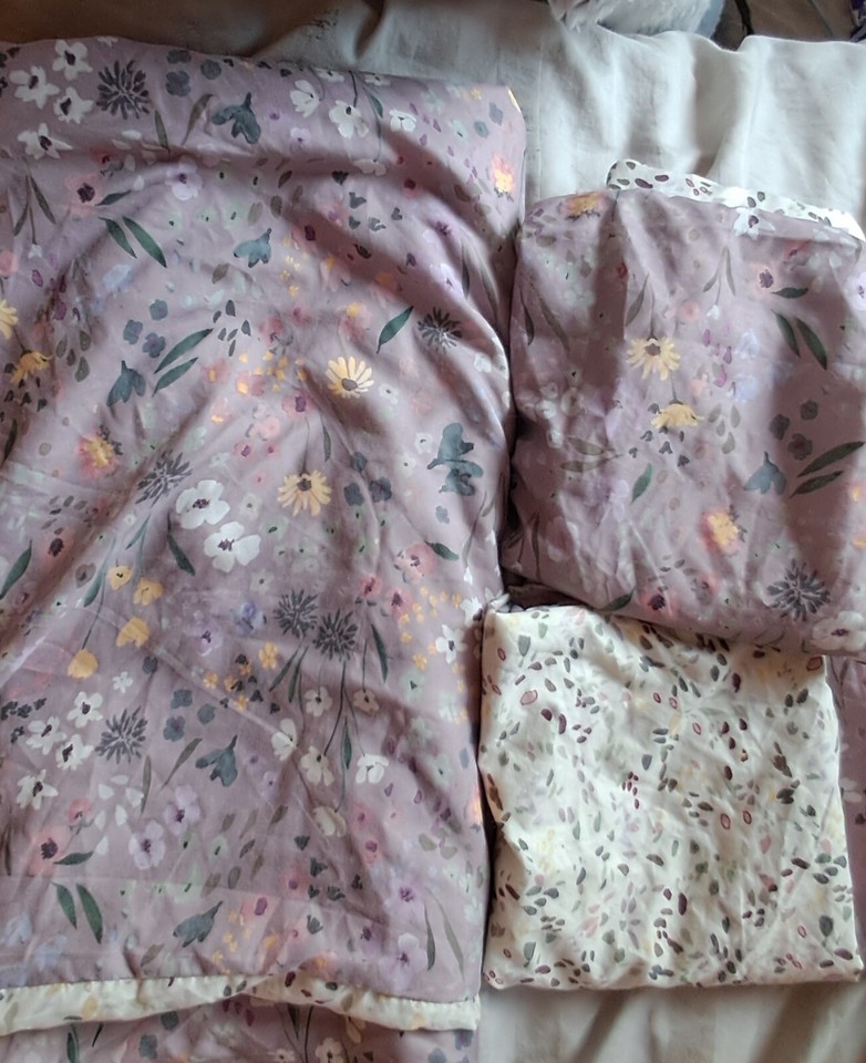 King Size Duvet Set Reversible Purple Floral eBay