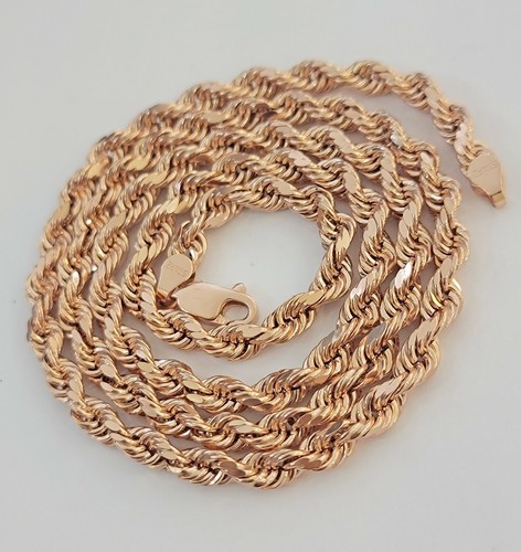 Real Gold 10k Rose Gold Rope Necklace 