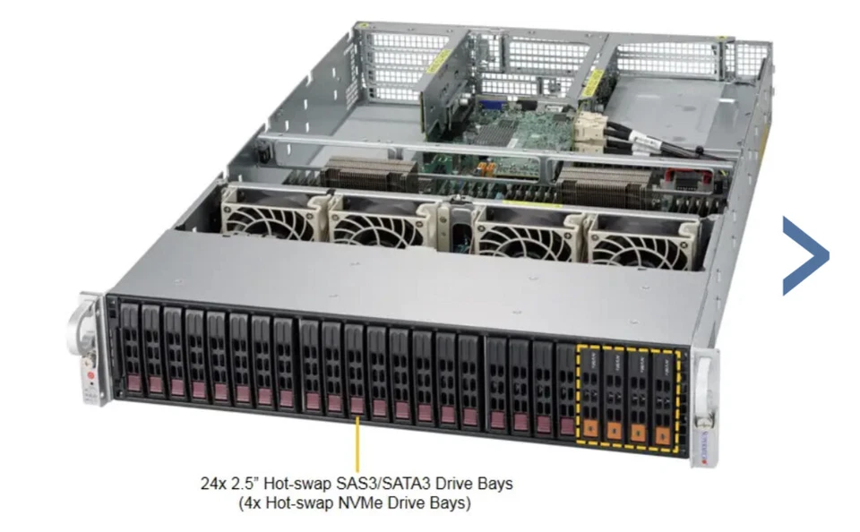 20x 2TB SSD 2U Server 24 Bay SFF 4x 960GB NVMe 2x Intel E5-2670 V3 24 Cores - Image 2 of 3