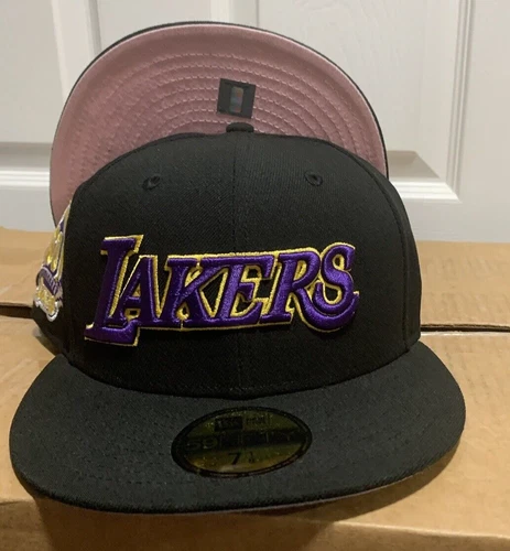 New Era Los Angeles Lakers 59FIFTY Fitted Hat Cap 60th Anniversary Patch 7 1/8
