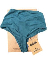 NEW Woolly Women's High Waist Thong 95% Merino Wool, Teal, Large