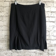 Givenchy Paris Wool Blend Stretch Black Pencil Pleat Ruffle Skirt Size 44 M/8