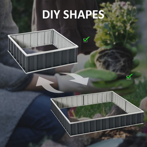 Outsunny 2.6m x 0.9m Black Metal Raised Garden Growing Vegetables Planter - Picture 4 of 7