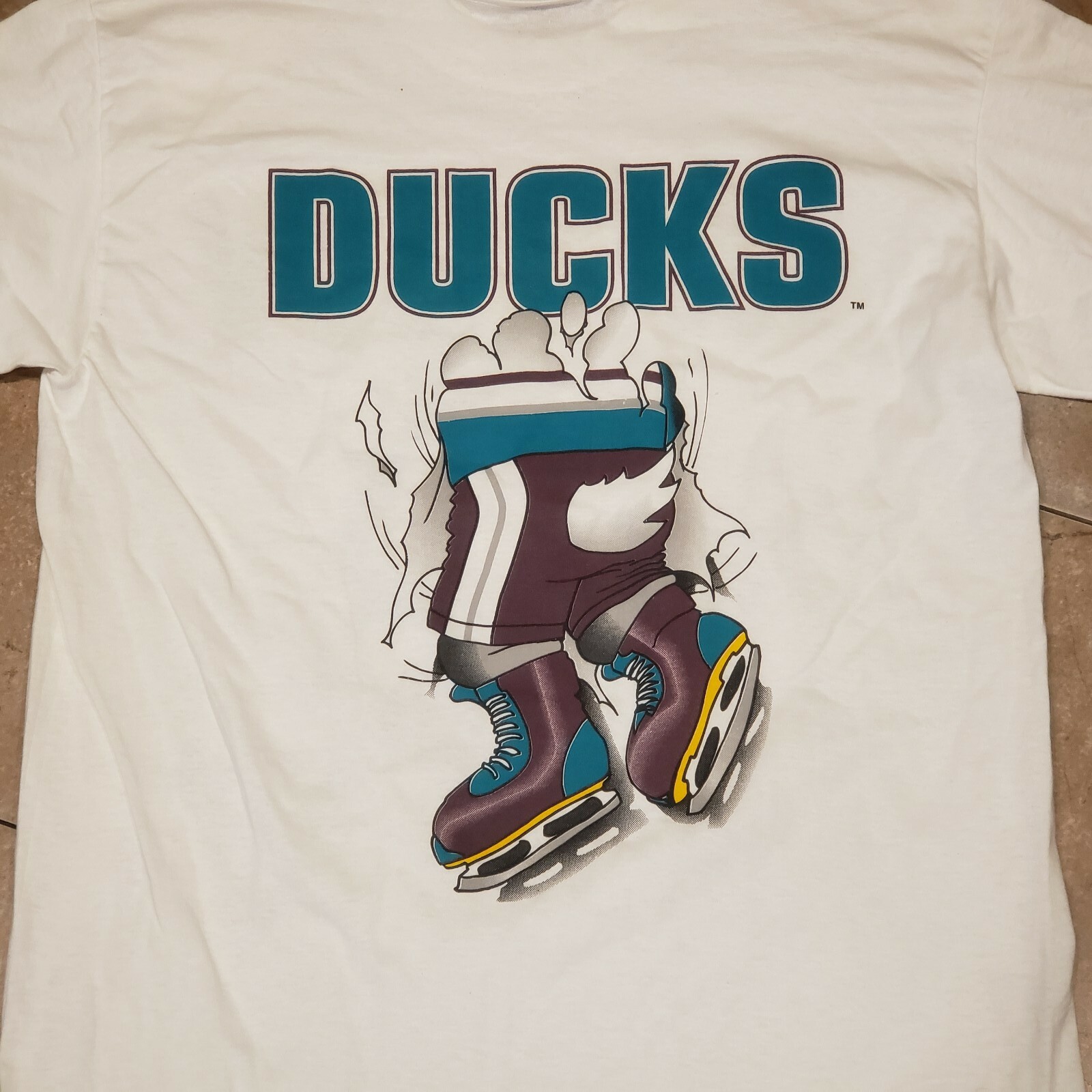 Vtg 90s Mighty Ducks Anaheim Quack Attack Hockey Ice Nhl Shirt Tee Gray 2xl  Competitor 