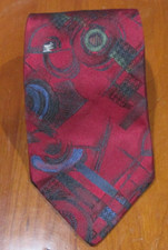 Bugatti Red Graphic Tie Mens 100 Imported Silk 57L 3 3/4W Made In USA T-3