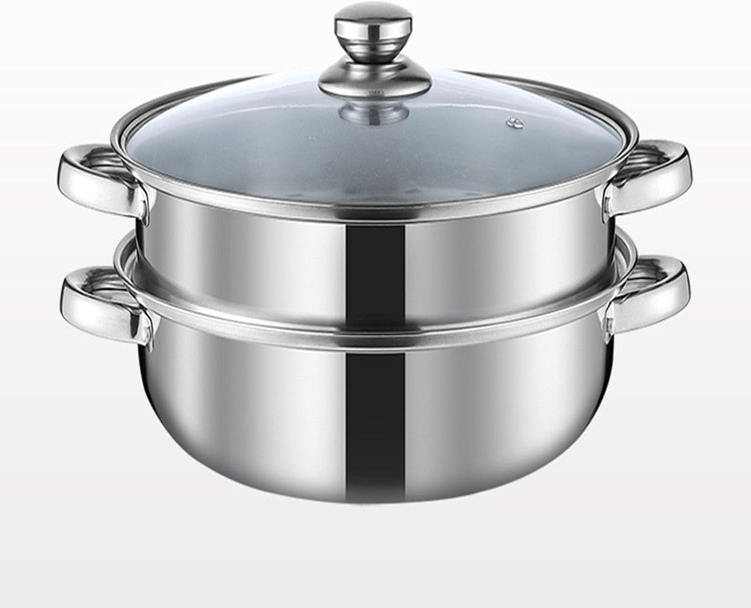 3-Tier Stainless Steel Steamer Pot 3Qt with Lid for Multipurpose Cooking-image