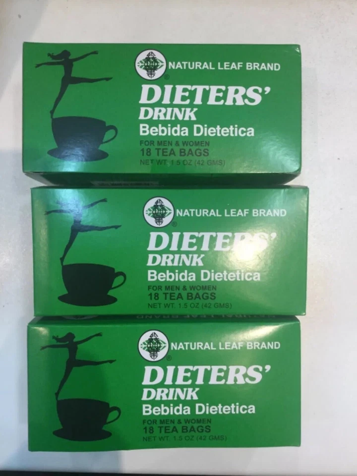 3 BOXES OF Dieters' Drink Bebida Dietetica Natural Leaf Brand Dieters 54 Tea Bag