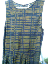 VTG TREASURE BOND BROWN BLACK GEOMETRIC ABSTRACT PLEADED DRESS M LONG WOMEN