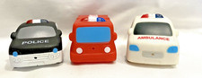 LOT OF 3 RUBBER VINYL PVC BABY TODDLER BATH TOYS POLICE FIREMAN AMBULANCE