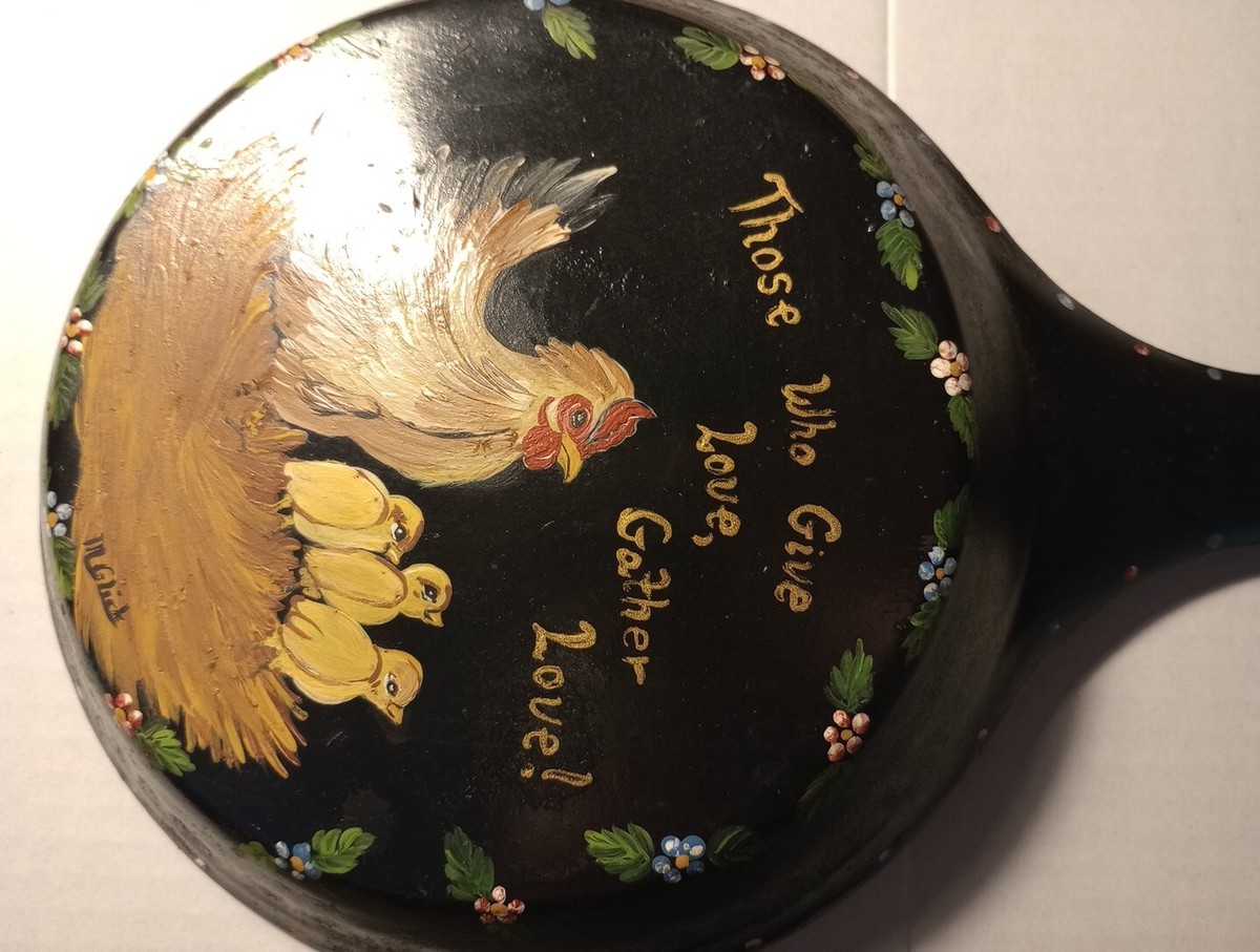Hand Painted Metal Fry Pan Artist Signed Hen And Chicks | eBay