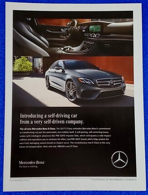 2016 MERCEDES BENZ E-CLASS ORIGINAL COLOR PRINT AD ''SELF DRIVING CAR & COMPANY''