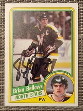 1984-85 Topps Brian Bellows Hard Signed Auto Card Minnesota North Stars #71