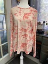 Hang Ten Long Sleeve Swim Shirt Pink White Tie Dye UV Protection Size XL k
