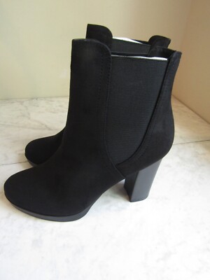 NIB Wild Diva Ciana-17 Black Suede Leather Suede Heel Bootie Women's Size 8.5 M
