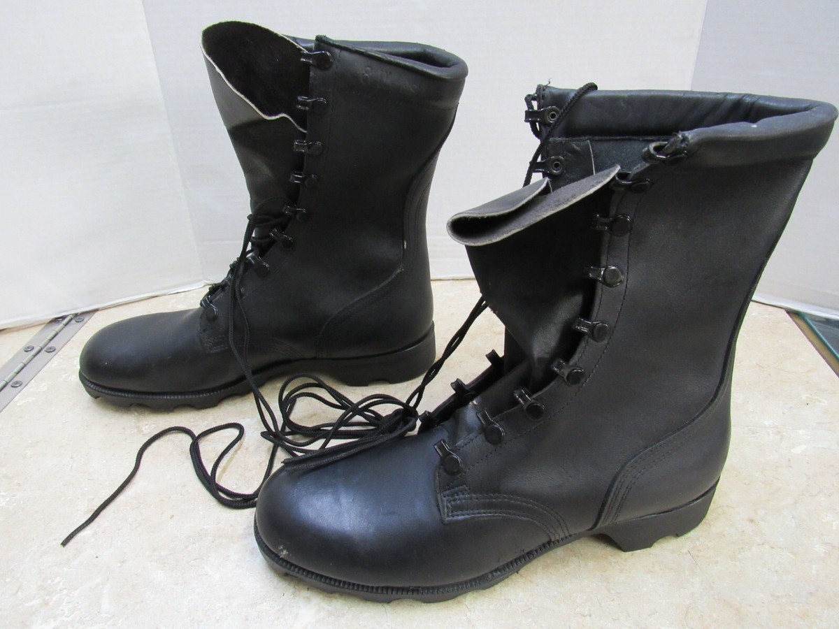 US Military Speed Lace Leather Combat Boots Size 8 Wide 1986  display picture 2