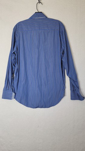 Robert Graham mittelblau gestreiftes lässiges Langarmhemd mit Knopfleiste für Herren - Bild 6 von 8
