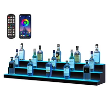 Uimoso LED Lighted Liquor Bottle Display Bar Shelf RF & App Control 60" 3-Step