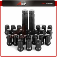 23 Black Spline Lug Nuts 1/2-20 Acorn Bulge + 2 Keys For Jeep Wrangler Liberty