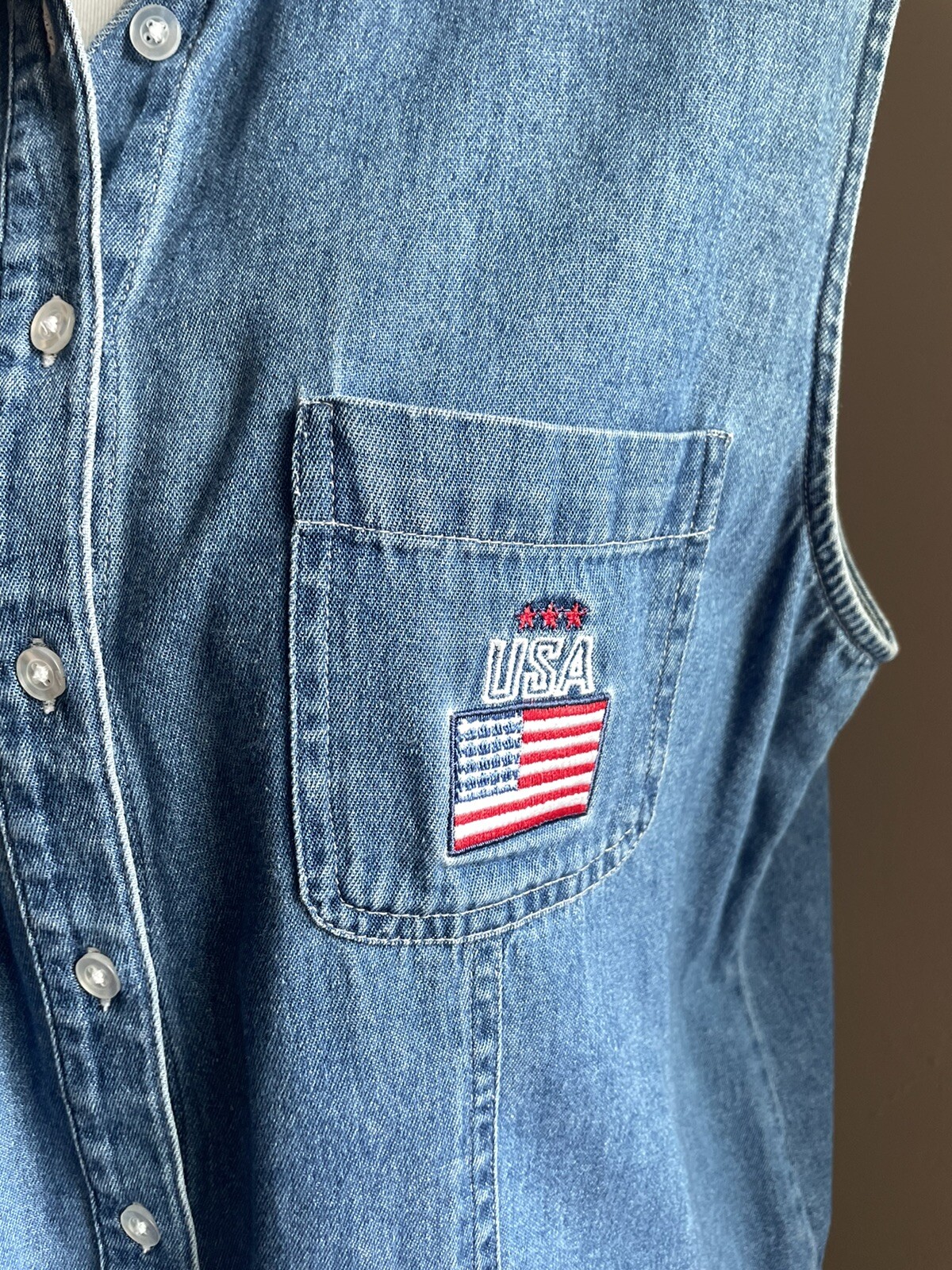 Vintage Disney Mickey Mouse Denim Vest Womens L USA F… Gem