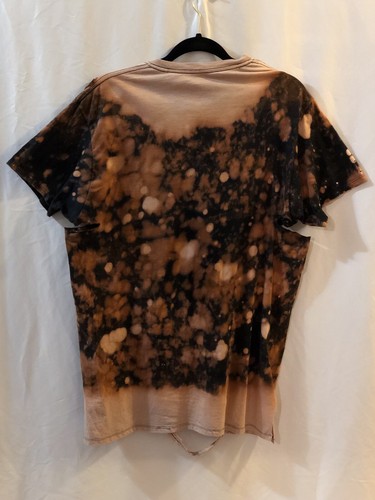 Black Brown Tan Bleached Distressed Short Sleeve T Shirt Top Unisex US Size L - 第 12/12 張圖片