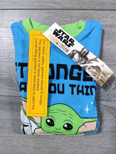 Star Wars Pajamas Boys Medium 8 The Mandalorian Baby Yoda Shirt Pant PJ Set Gift - Picture 5 of 5