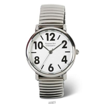Hammacher Gentleman's Easy Read Stainless Steel Big Numbers Watch Wristwatch