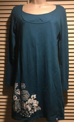 Women s I LOVE MUM tunic Style Maternity Dress Blue Size 8 US/46 Euro W Floral