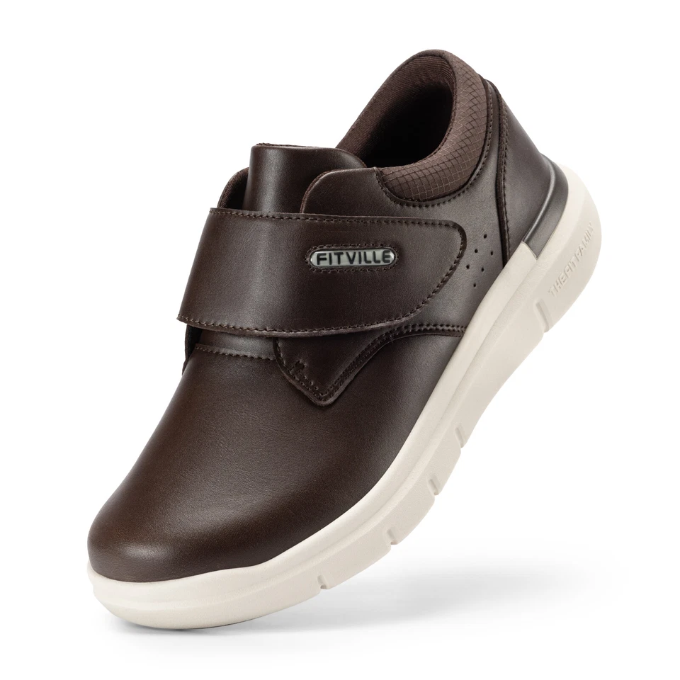 FitVille Para hombres Zapatos para Diabéticos Cuero Extra Anchos Zapatos para Caminar Informales Oxford Foto 3 de 4