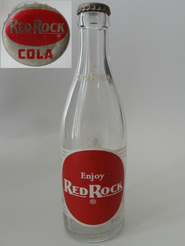 Vintage RED ROCK BOTTLING Co. Glass Bottle with ORIGINAL Bottlecap PAINTED LOGO
