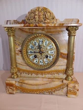 Antique FRENCH Neo-Classical Onyx Table Clock by Japy Freres: 1890 NEW VIDEO!!!!