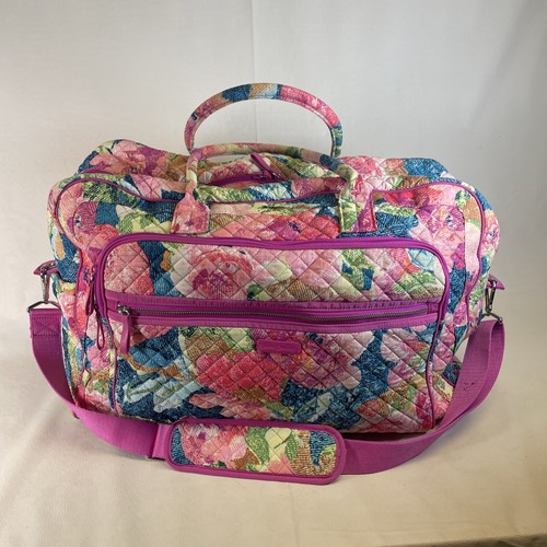 Vera Bradley Iconic Weekender Travel Bag "Garden" Pink Print