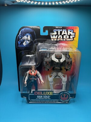 Star Wars Deluxe Han Solo with Smuggler Flight Pack Sealed 1996