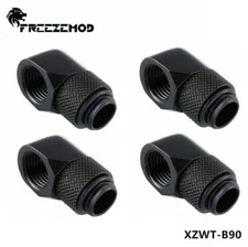 4 Pcs of FreezeMod Angled 90 Degree G1/4 Rotary Fitting Male to Female Black