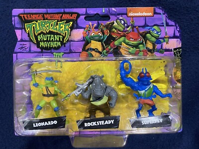 TMNT Mutant Mayhem Turtles Mini Pack 2023 Set of 3 Leonardo Rocksteady Superfly
