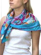 Vintage NWT Baar Beards 100 silk scarf 30  Square Floral Colorful