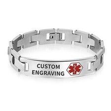 Personalized Medical Alert ID U Link Bracelet Stainless 8 Inch